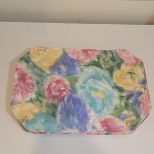 Vintage Set of 6 Pastel Floral‎ Fabric Placemats 17"x12.5"